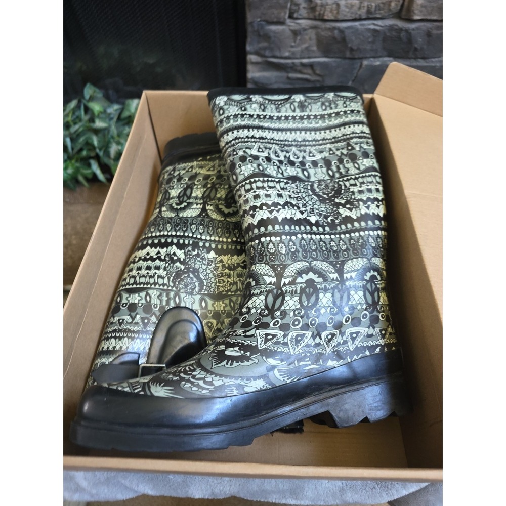 Womens SAKROOTS PEACE Rhythm Tall Rubber Rain Boots Size 8